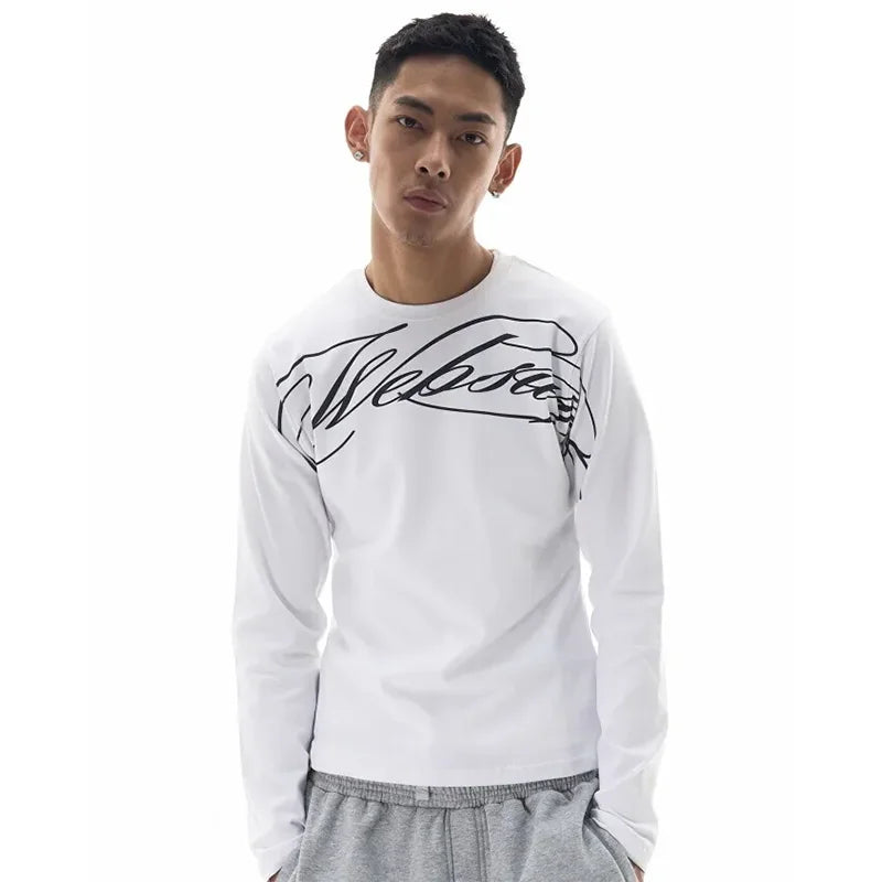 Y2K American Black Letter Pattern Printed Long-Sleeved Casual