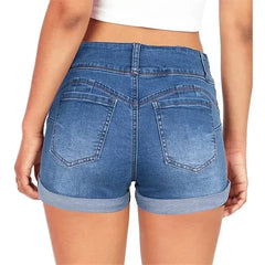 Waistband Denim Stretch Fabric Shorts Casual Versatile Street Shorts