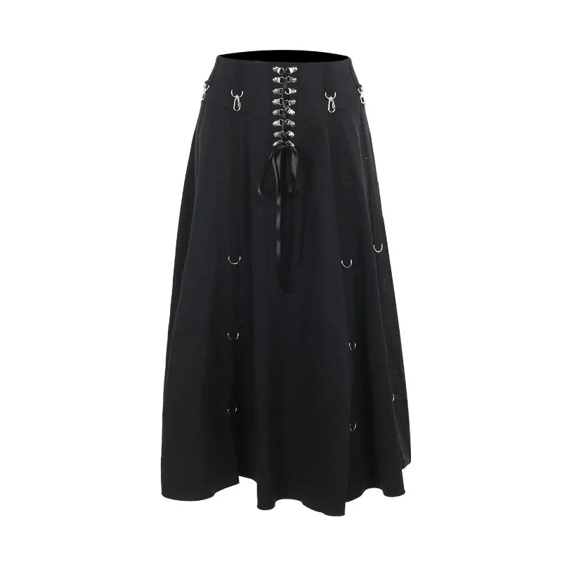 Goth Streetwear Gothic Skirt Harajuku Emo Alternative Grunge High Waist Bandage A-line Skirts Y2k E-girl Indie Clothes