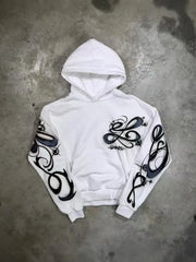 Y2k High Street Trend White Oversized Letter Print Loose Retro Harajuku Casual Hip Hop Pullover Hoodie Sweatshirt