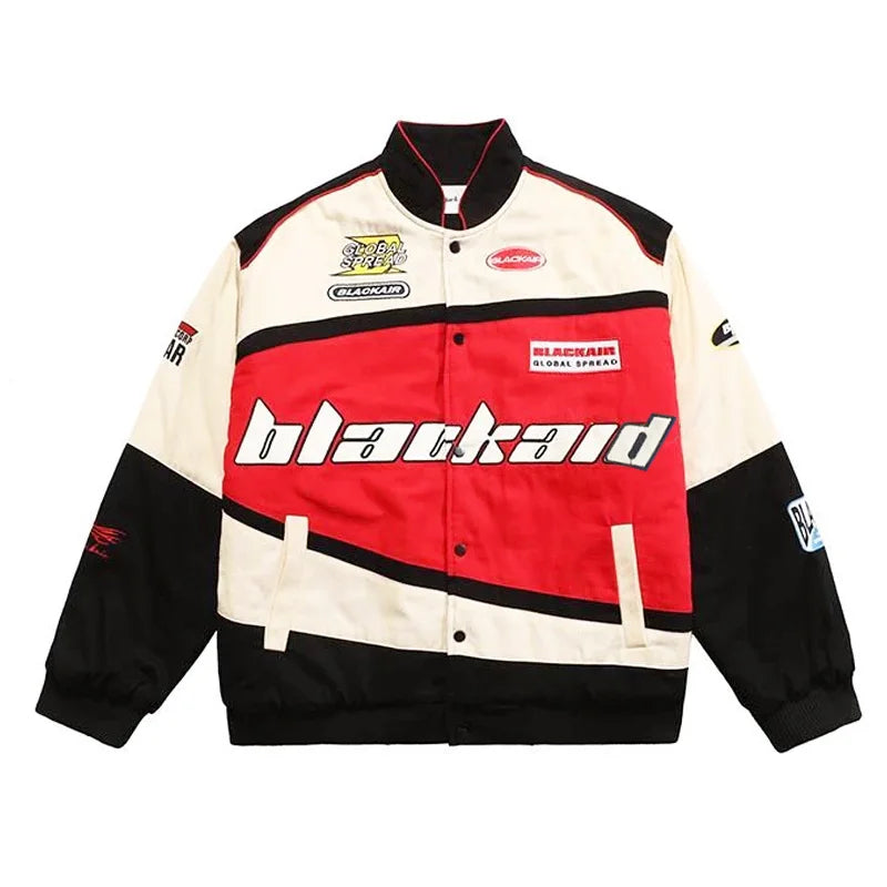 American Letter Flocking Baseball Uniform Jacket Y2K Retro Vintage Lovers Motorcycle
