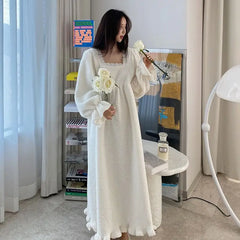 Nightgowns Leisure Solid Sweet Princess Style Ulzzang Lace Solid Chic Sleepshirts Lovely Soft Home Wear Nighty