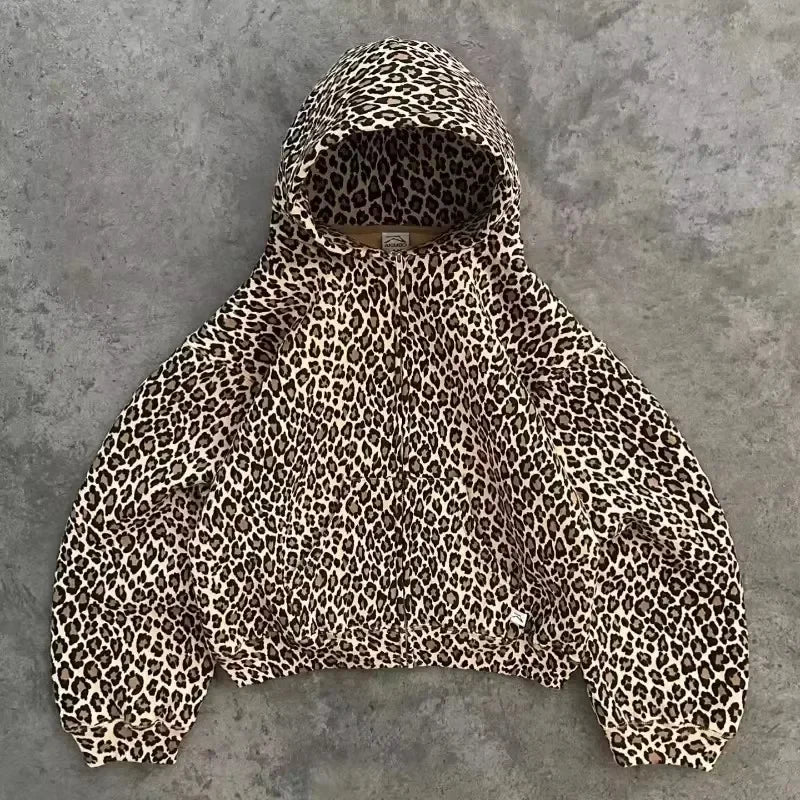 Harajuku Hip-hop Gothic Akimbo Camouflage Leaf Loose Coats Jackets Y2K Retro Couple Casual American Streetwear