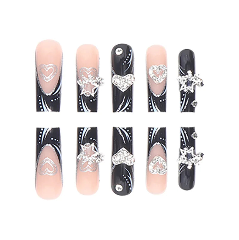 24PCS/1BOX Black French Wearing Sweet
