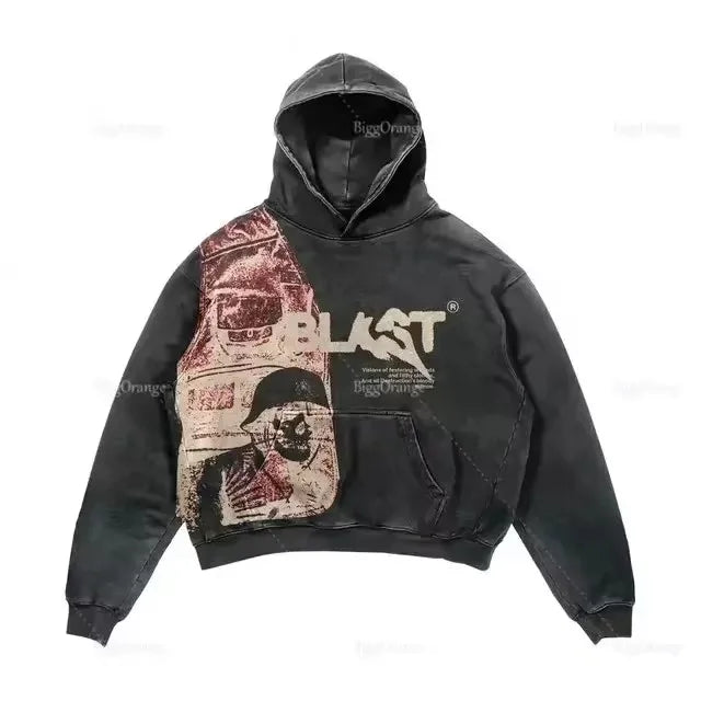 Y2k Zipper Hoodie Letter Pattern Gothic Punk Sportswear Brown Hoodie Sportswear Hoodie Long Sleeve Super Large Hoodie Jacket