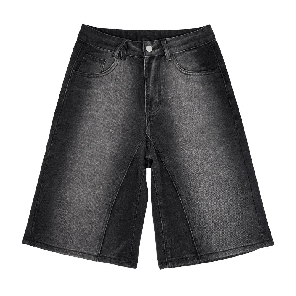 Y2K Ombre Wash Gradient Loose Edition Streetwear knee-length denim shorts Jorts, jeans