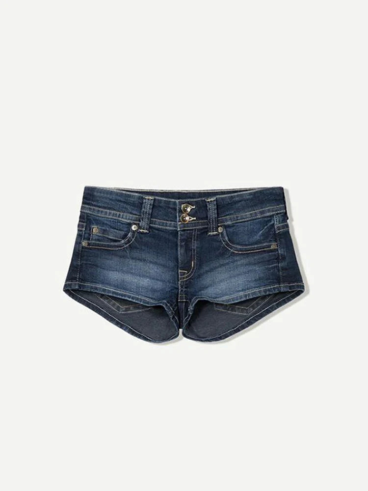 Y2k Zipper Denim Mini Shorts