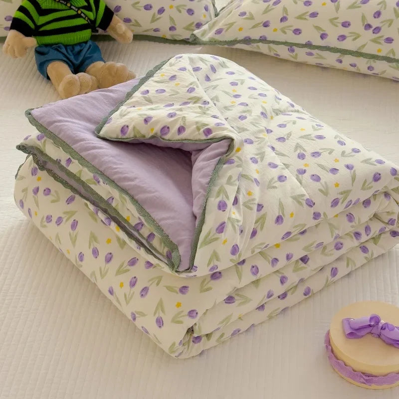 Sweet Printed Air-Condition Blanket Soft Skin-Friendly quilted quilt Breathable Cooling Comforter Queen King Beds
