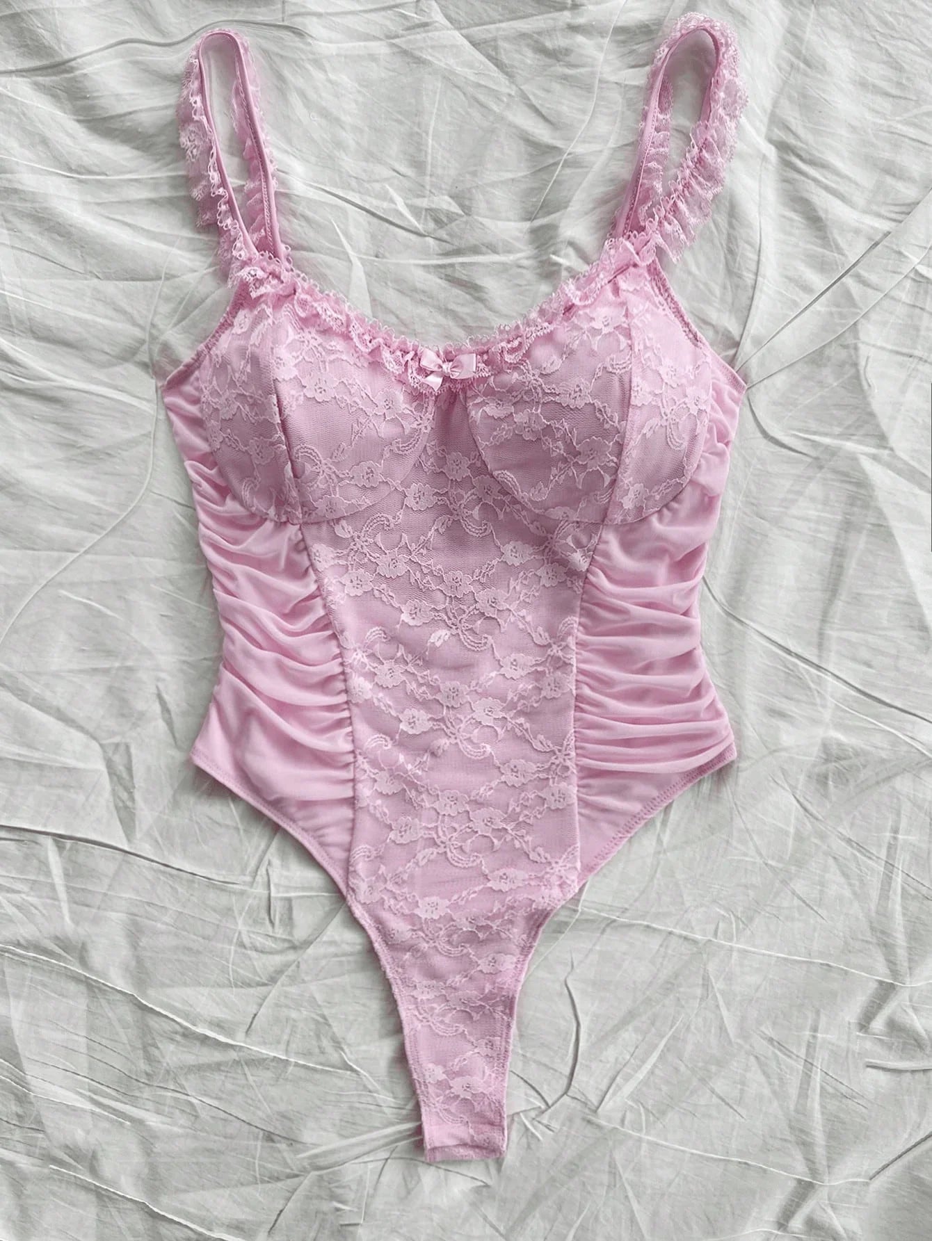 Spring/knitted fabric Romantic lace wooden ear edge casual holiday retro onesie