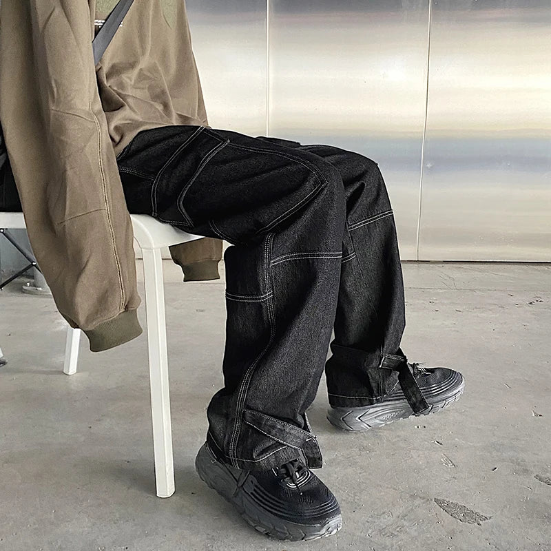 Jeans Wide Leg Denim pants Loose Straight Baggy Jeans hip hop Streetwear Skateboard Neutral denim Trousers Cargo jeans
