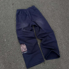 Y2k Clothes Vintage Wash USA Flag Print Wide Leg Sweatpants