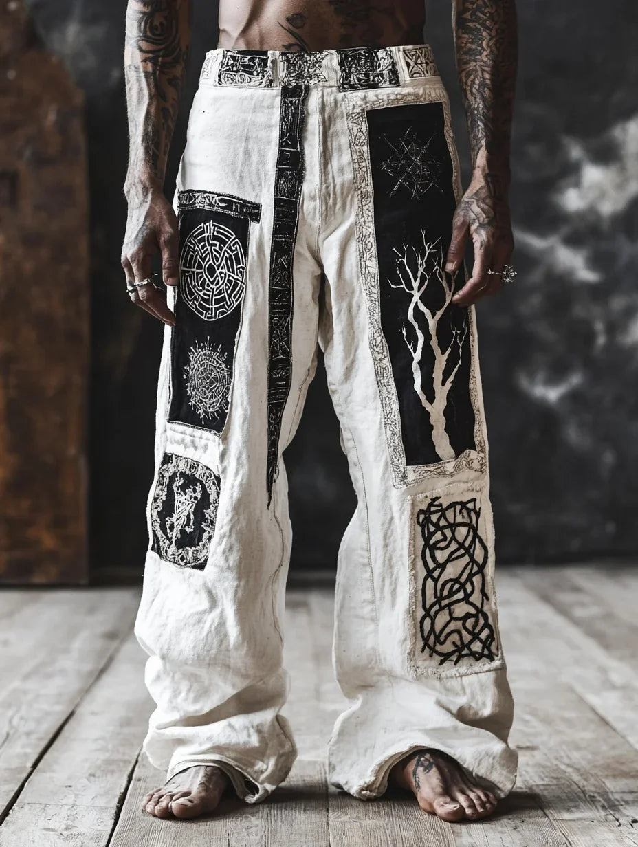 retro Viking Celtic art knot 3D printed casual pants drawstring straight leg pants beach pants