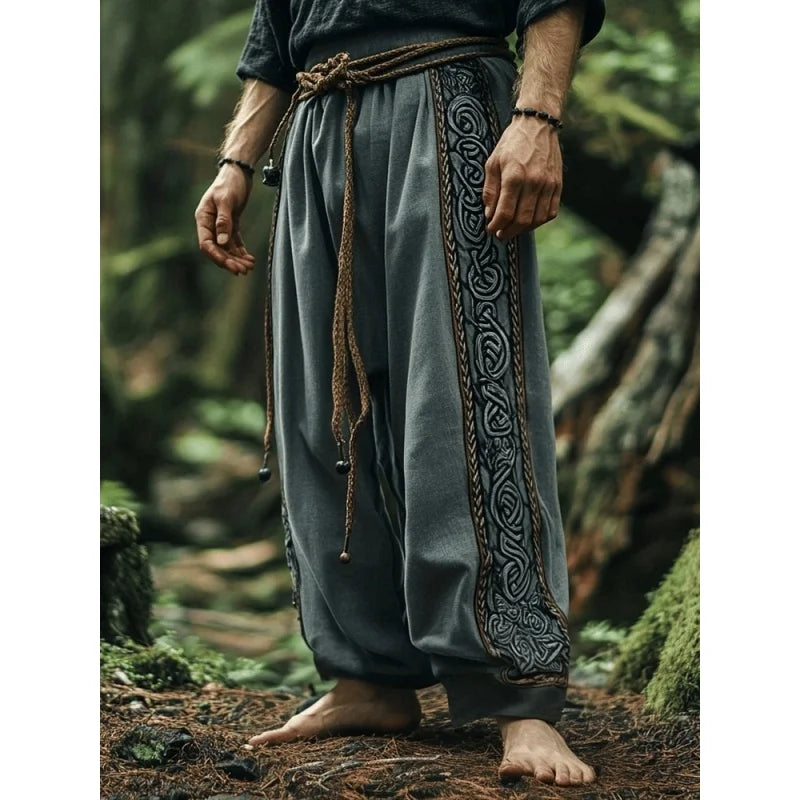 retro Viking Celtic art knot 3D printed casual pants drawstring straight leg pants beach pants