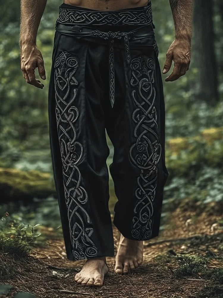 retro Viking Celtic art knot 3D printed casual pants drawstring straight leg pants beach pants