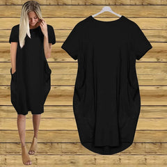 Plus Size Short Sleeve O-Neck Loose Casual Dresses