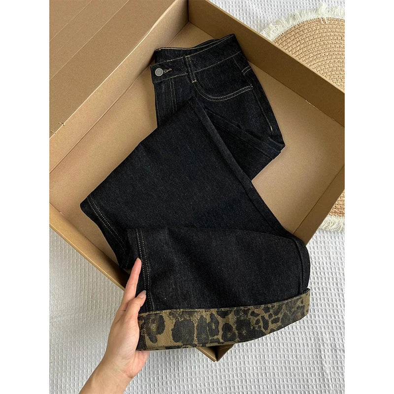 Streetwear Jeans Bottoms Pantalon Femme High Waist Vintage Straight Y2k Wide Leg Pants Casual Chic Denim Trousers