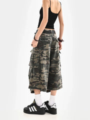 Tomboy Camouflage Japanese Abi Jorts Jean Y2K 2000s Capri Pants Harajuku Denim High Street Goblin Core