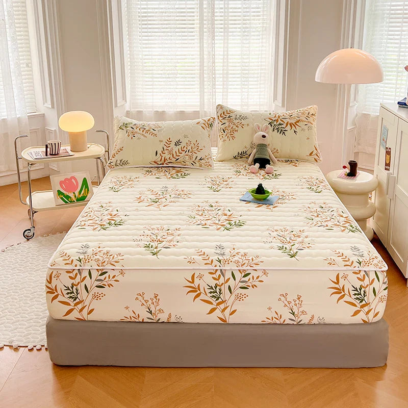 1pc Thicken Anti-mite Fitted Sheet With Elastic Band Non Slip Adjustable Mattress Cover
