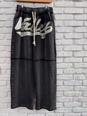 Y2K American Gothic Punk Sportswear Two Piece Set Unisex Hip Hop Rock Patch Print Loose Zip Hoodie Casual Sweatpants