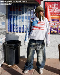 Y2K Jeans vintage American Pattern letter jeans streetwear gothic Harajuku Hip Hop Casual wide leg jeans