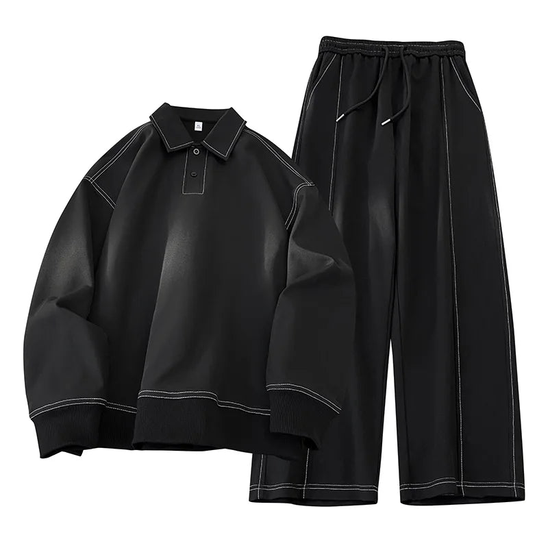 Two-piece set sportswears Casual Outdoor Set Square Neck Long Sleeve Loose TShirt Elastic Waist Comfort Pants