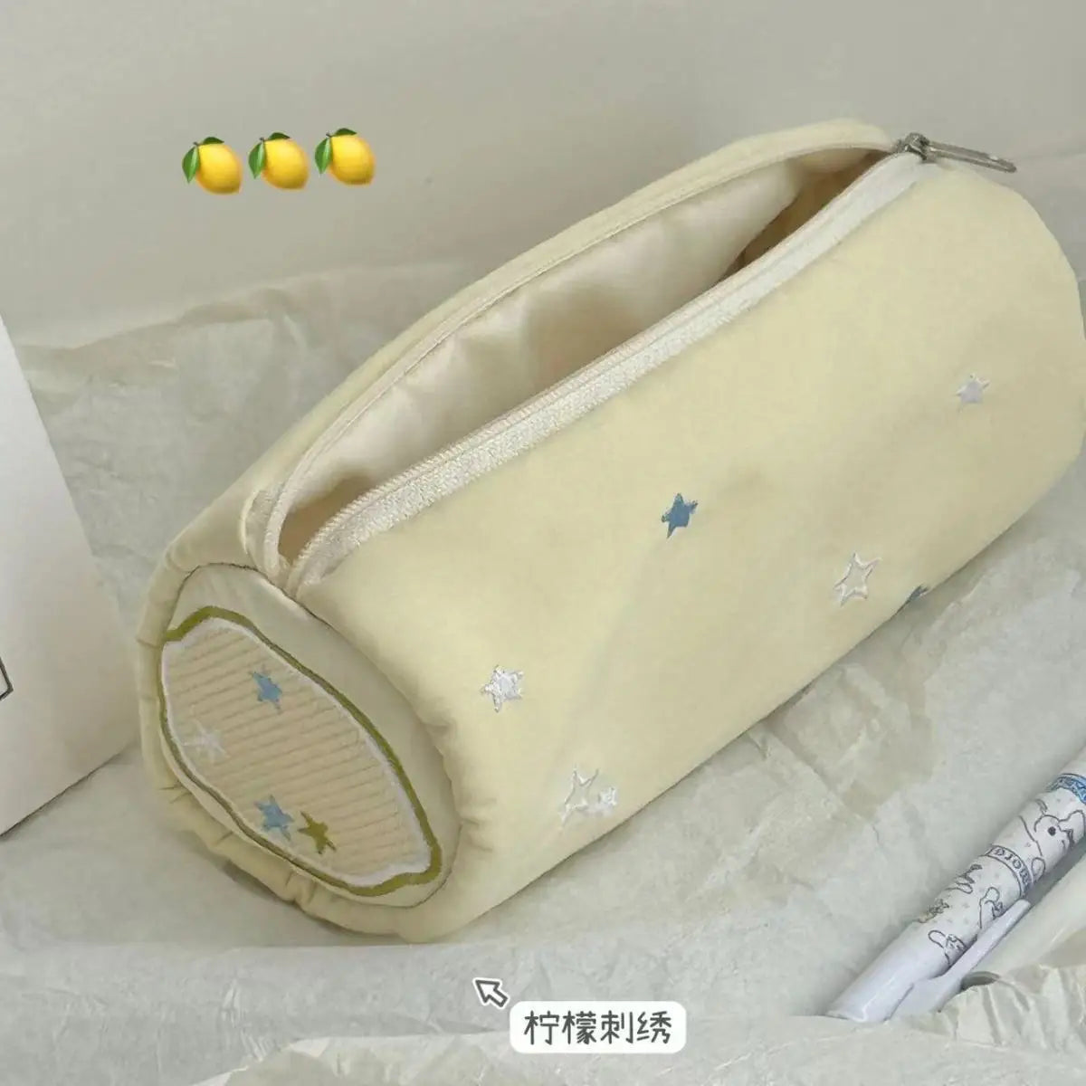 INS Large Capacity Pink Pen Bag Creative Soft Touch Pencil Case Stationery Storage Organizer Creative Students Gift