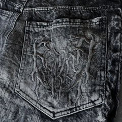 Y2K Phantom Jeans High Street Spider Embroidered Patch Hip Hop Streetwear Gothic Retro Oversized Baggy Fit Unisex Mopping Pants