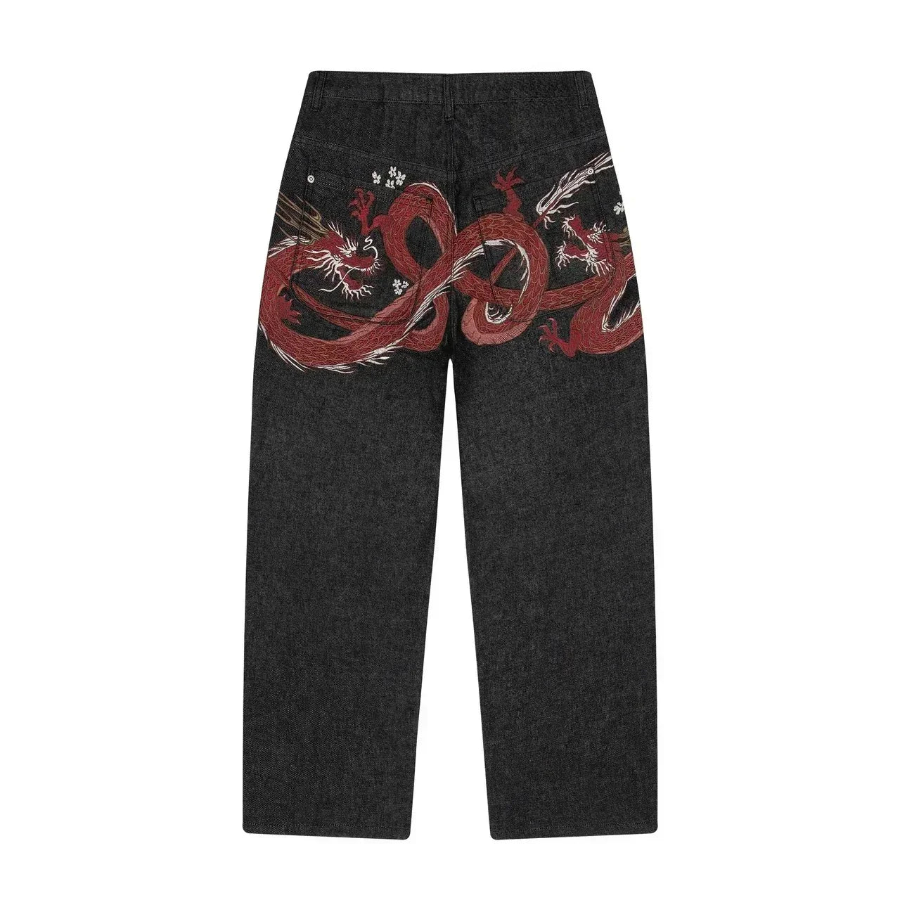 Harajuku Flower Embroidery Baggy washed jeans Y2K Vintage 2000s streetwear American Gothic Pants wide leg pants