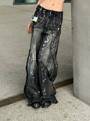 American High Street Heavy-Duty Graffiti Denim Pants