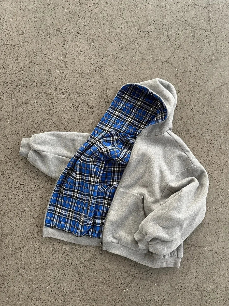 American Two-Sided Hoodie Sweatshirt Hip Hop Harajuku Sweatshirts Zipper Hoodie Oversized Streetwear Jacket Y2k Clothes