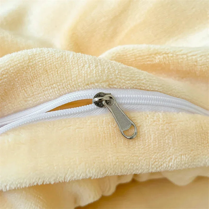 Simple Milk Fleece Warm Duvet Cover Set 220x240 Soft Fluffy Queen Bedding Set Plush Warmth Blanket Cover Sets Cozy