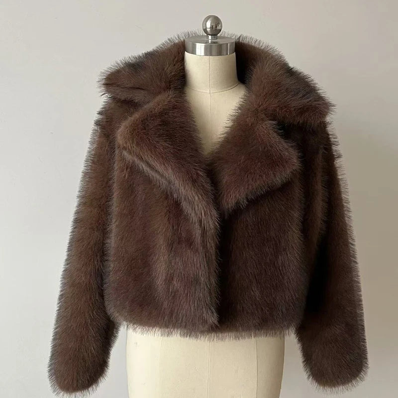 Luxury Brand Fur Coat Short Lazy Wind Fox Fur Jacket Cropped Fluffy Casaco De Pele Feminino