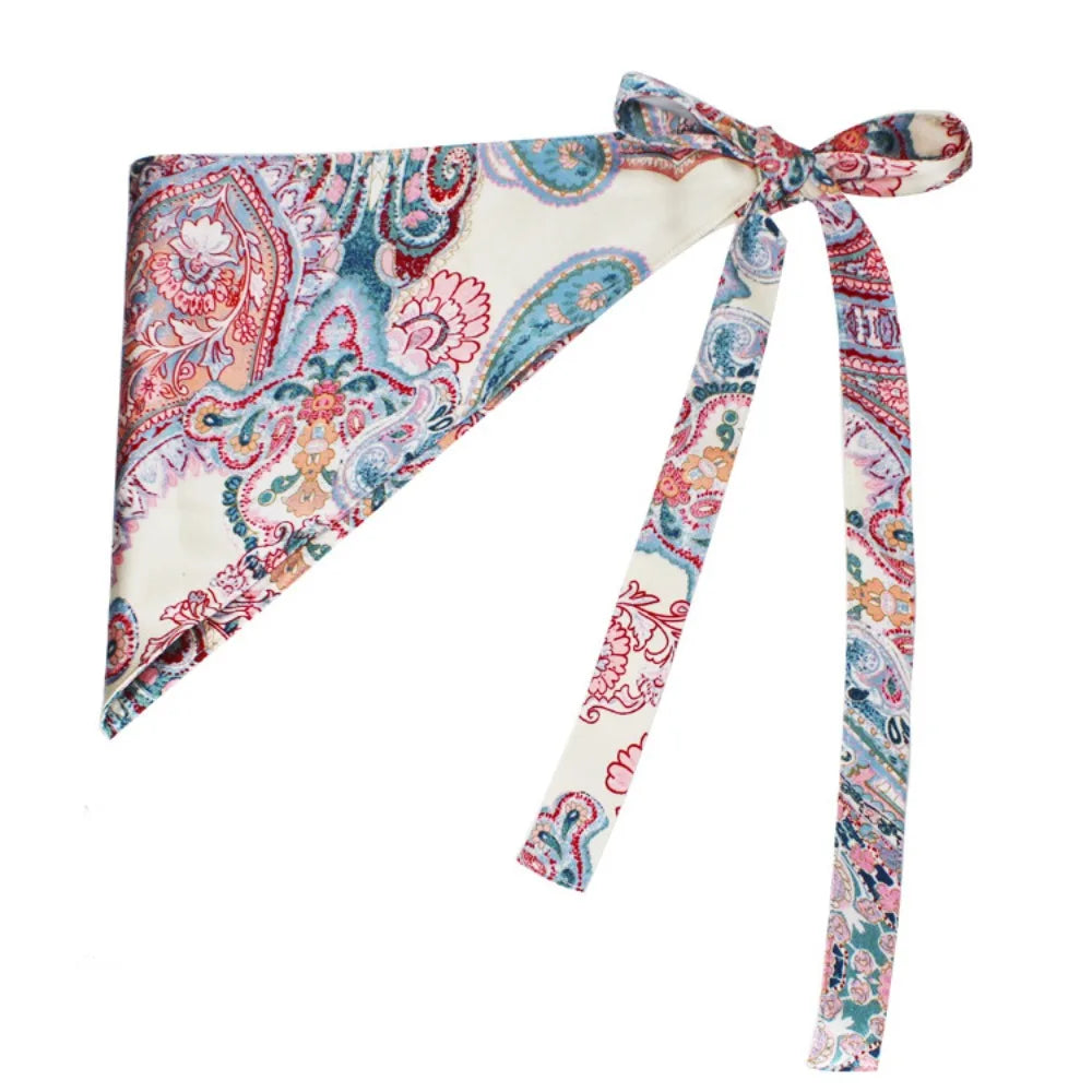 Chinese Style Ethnic Triangular Waistband Embroidered Printing Tassel Floral Triangular Belt Jeans Decor Clothing Accessories