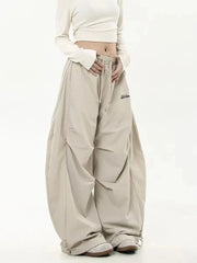 Retro Y2K Hip Hop Streetwear Casual Chic Matching Sweatpant Oversize Wide Leg Pant Low Waist Drawstring Lady Cargo Pants