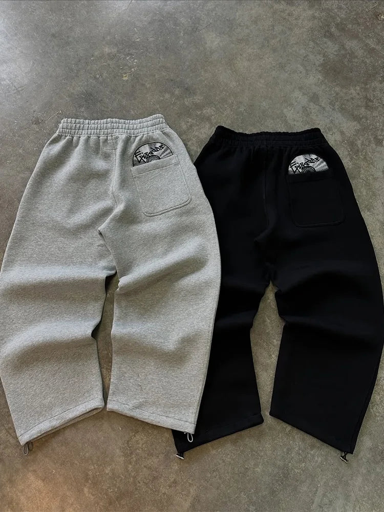 Trendy High Street Retro Casual Streetwear Sports Suit Y2K Harajuku Embroidered Hoodie Hip-hop Loose Sweatpants