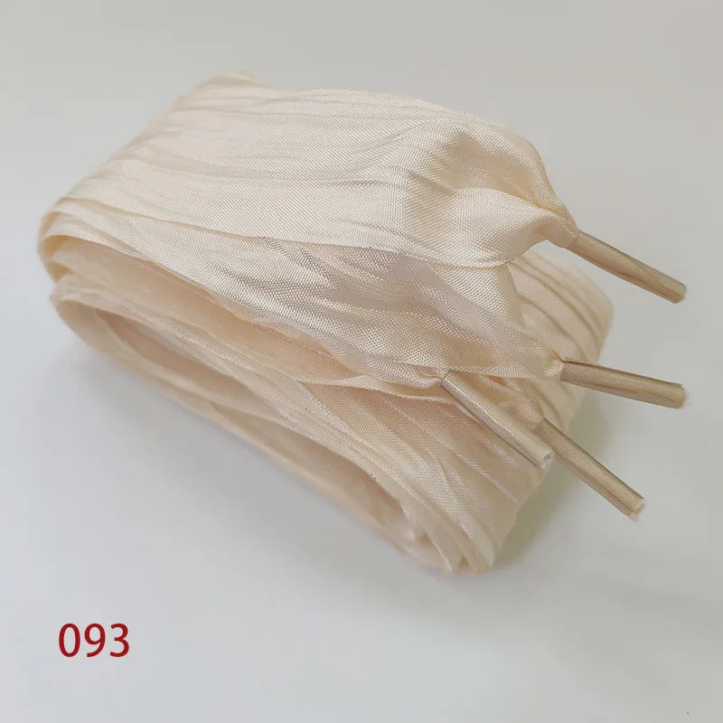 5cm Widened Butterfly Bow Ruffled Yarn Shoelaces Flat Silk Big Bow Wide Laces Trend Beauty White Casual Shoes Laces Dropship