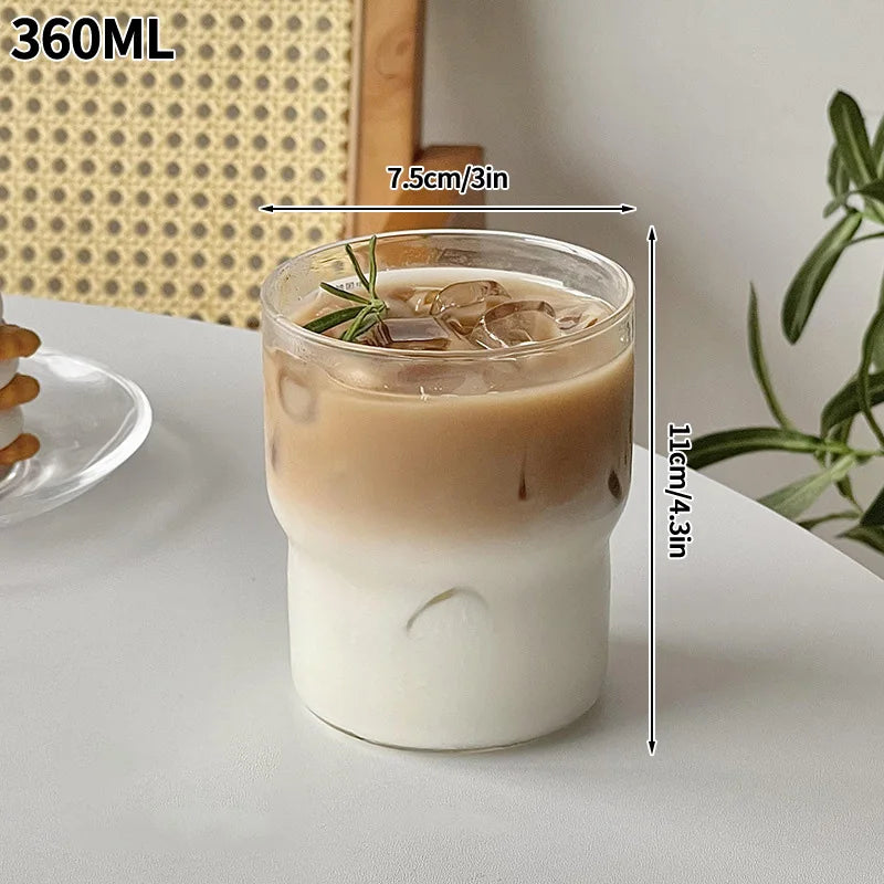 Glass Drinkware Cold Coffee Cups Latte Coffee Glass Iced Juice Milk Water Bottle