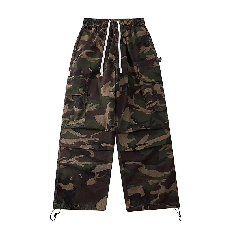 Y2k American High Street Retro Hiphop Camouflage Cargo Pants Thin Pants Gothic Straight Leg Casual Pants Trend Brand