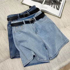 Korean Style Clothing Casual High Waist Denim Shorts Solid Color Loose Wide Leg A-line Pants