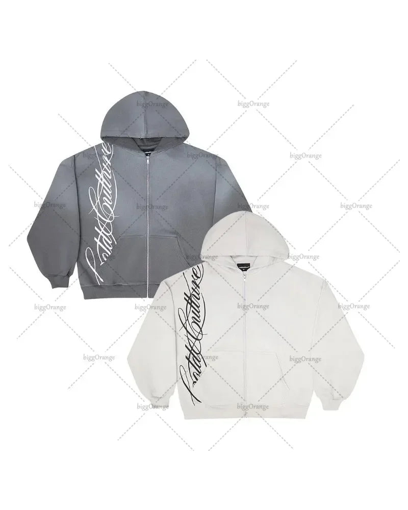 Y2K Harajuku Retro White Oversized Letter Printing Hip Hop High Street Trend
