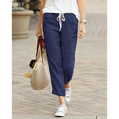 Cotton Pants Y2K Black Drawstring Elastic Waist Casual Pants Loose Elegant Ladies Bottom