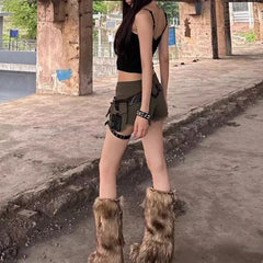 American High Street Y2k Babes Mini Shorts Vintage Wasteland Style Cargo Denim Pants Retro Low Rise Pants