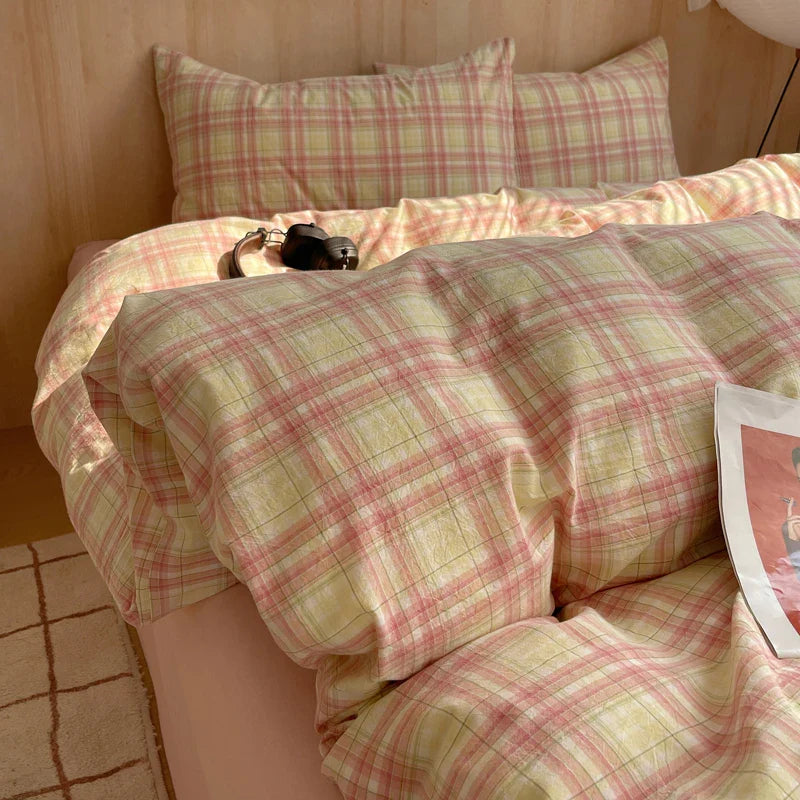 Nordic sling Cotton Pink Stripes Duvet Cover 150x200 Size Girl's Room housse de couette Skin friendly Breathable Comforter Sets