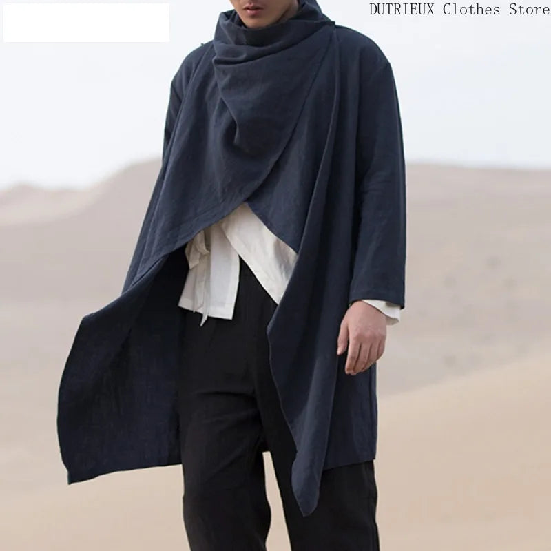 Personality Retro Long Irregular Capes Shirts Leisure Holiday Beach Cotton