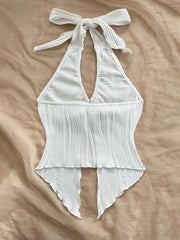 V-neck Halter Neck Crop Top