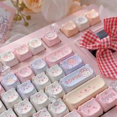 Cat Keycaps Cute Keycap Set of Keys PBT Key Cap Gift EAO Sublimation Mechanical Keyboard Cap 2.25 U 2.75U