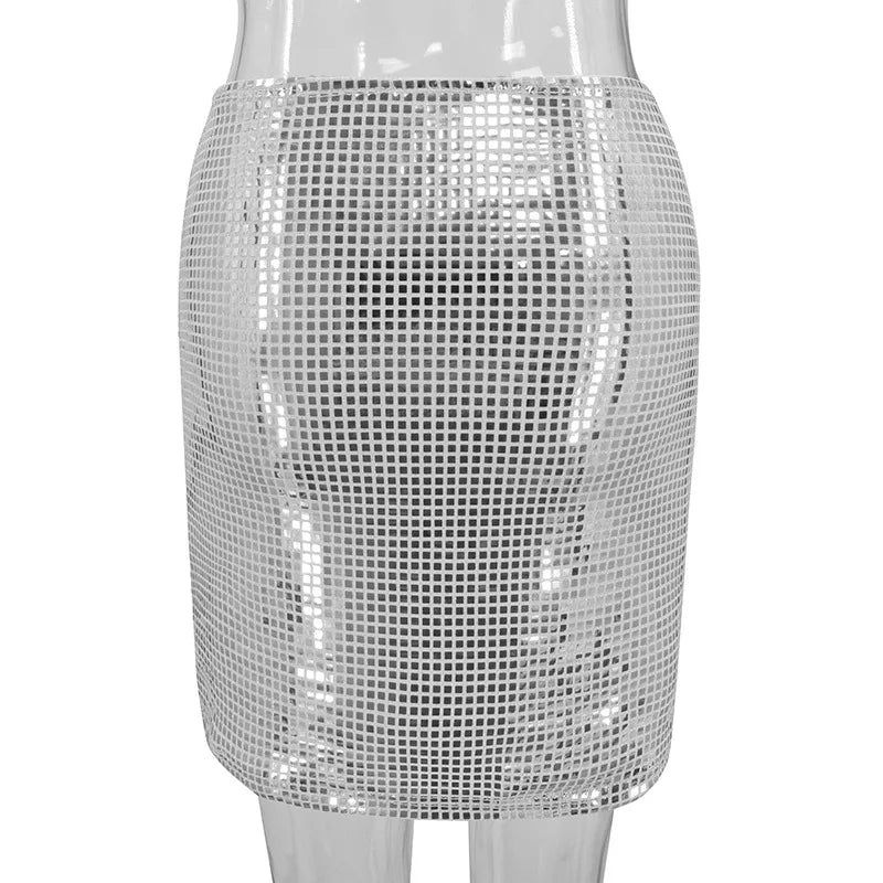 Sequin Mesh Party Dress Euro-American Slim Fit Bodycon Clubwear Evening Cocktail Elegant Skirt