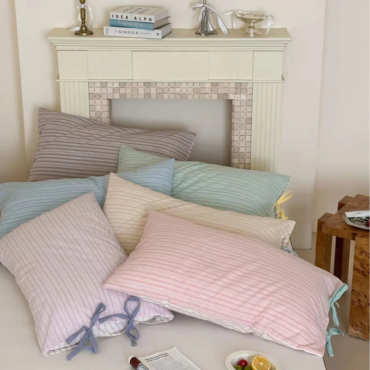 Double Sided Stripes Bow Pillow Cases 48x74cm Soft Comfortable Covers Cotton Pillow Cover Pillow Sham Beds Home Decoration gifts