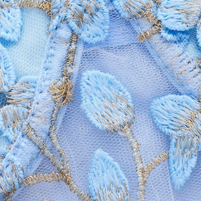 Blue Camisole Vest Bra Embroidery Flower Corsets Slim Fit Versatile Lady Corset Top Lace Rayon Ultra-Thin Thick Bra