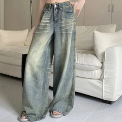 Y2K Loose Straight Leg Jeans Trousers Baggy Wide Fit Casual High Waist Retro Washed Vintage Style jeans Jeans